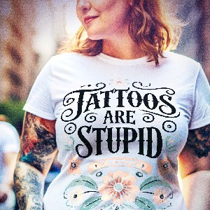 TATOOS STUPID floral white tshirt 300