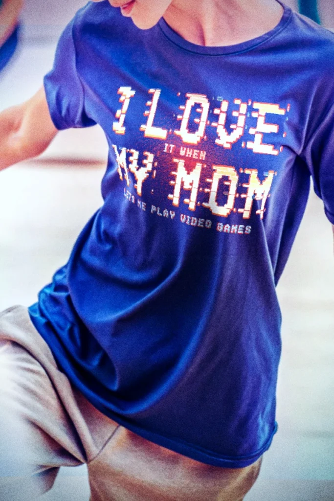 I LOVE MY MOM lets me play videogames shirt funny amazon