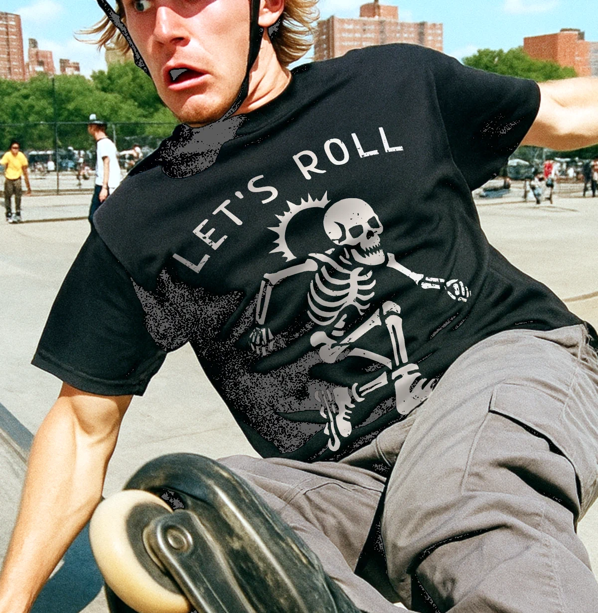 Let’s Roll Skeleton Skating Shirt – Inline Skater Halloween Tee